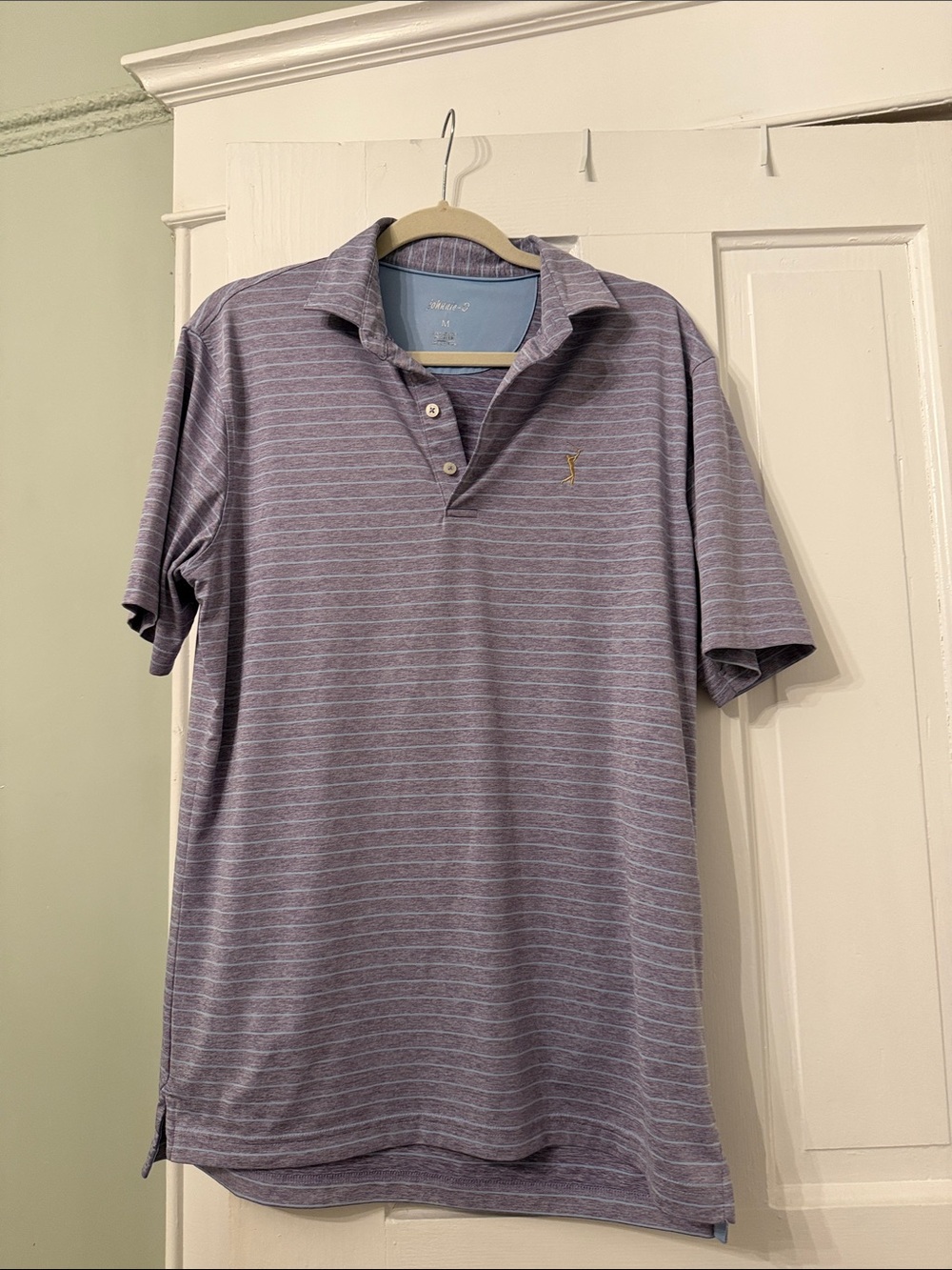johnnie-O Lavender Striped Polo Shirt with The Players logo